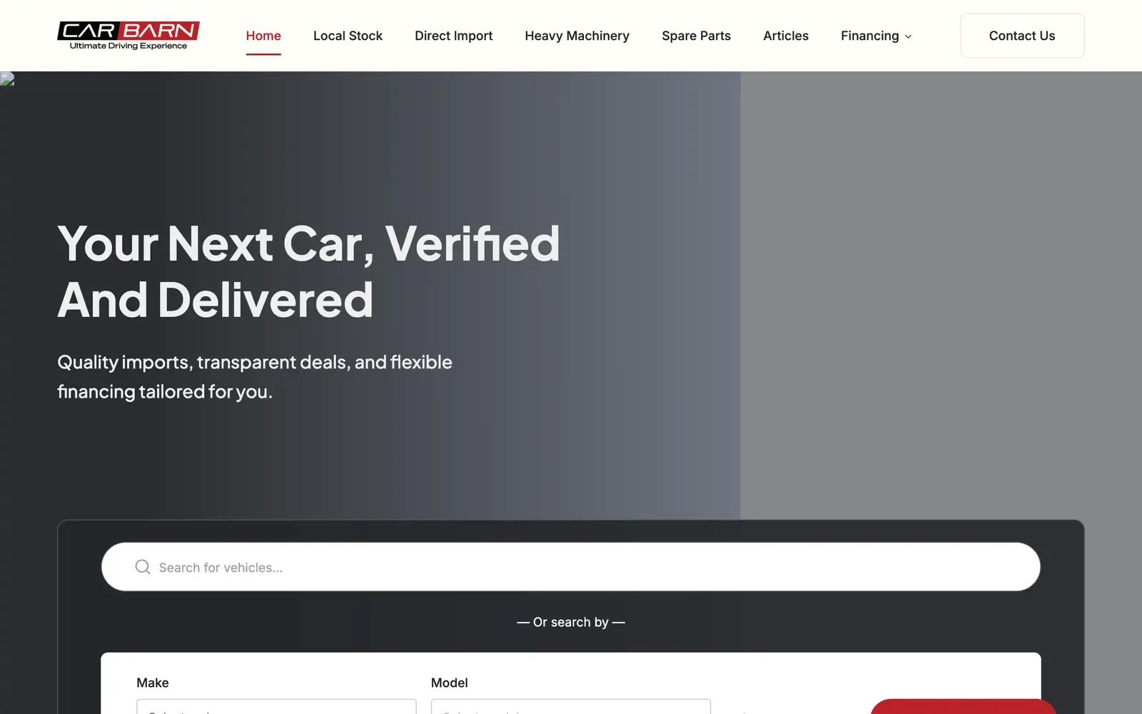 Carbarn vehicle listings with filters for make, model and budget