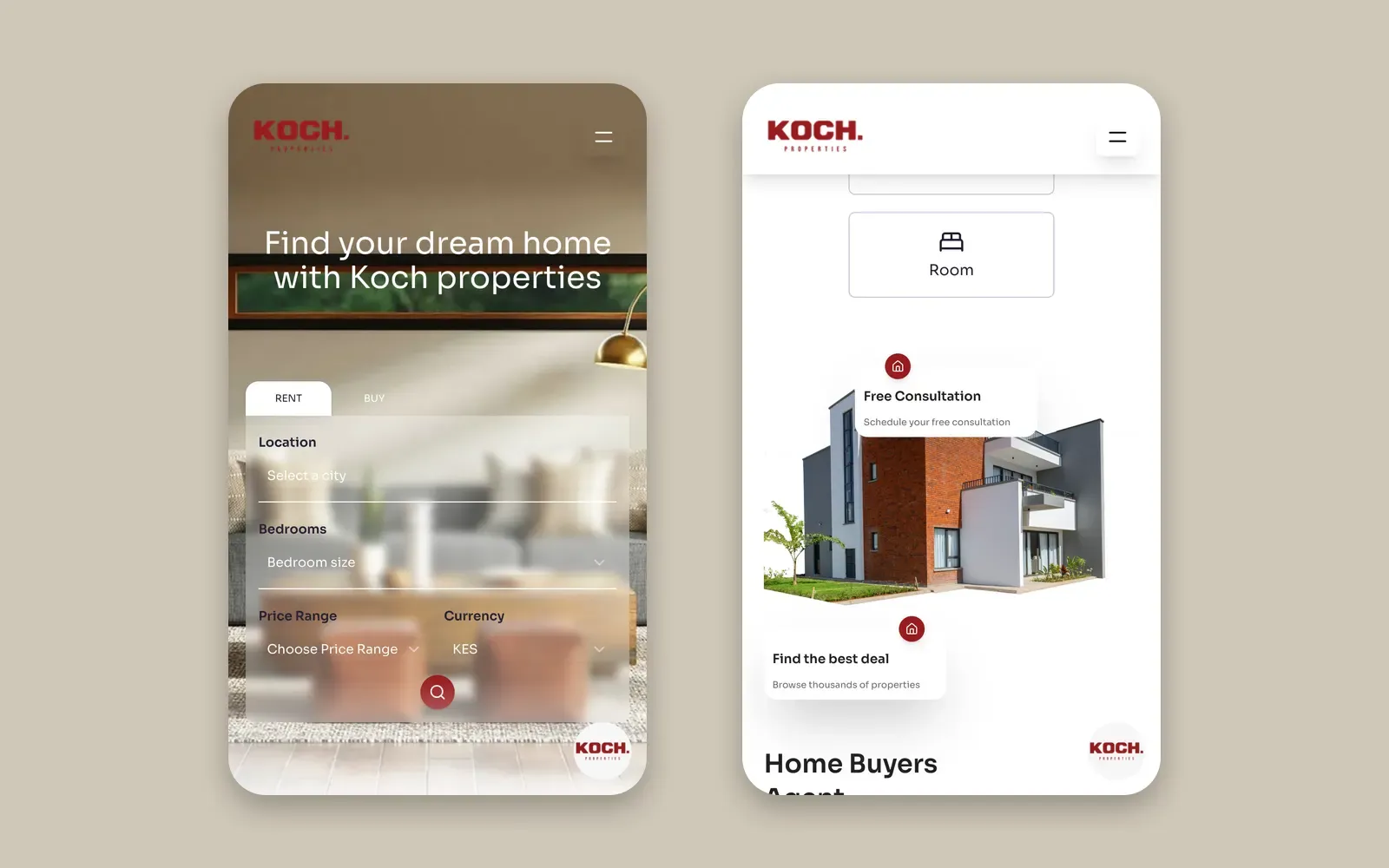 Koch Properties on a phone