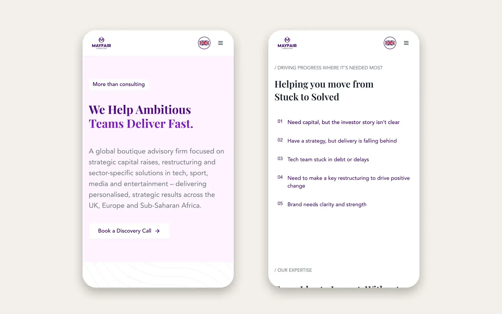 Mayfair Consulting on a phone