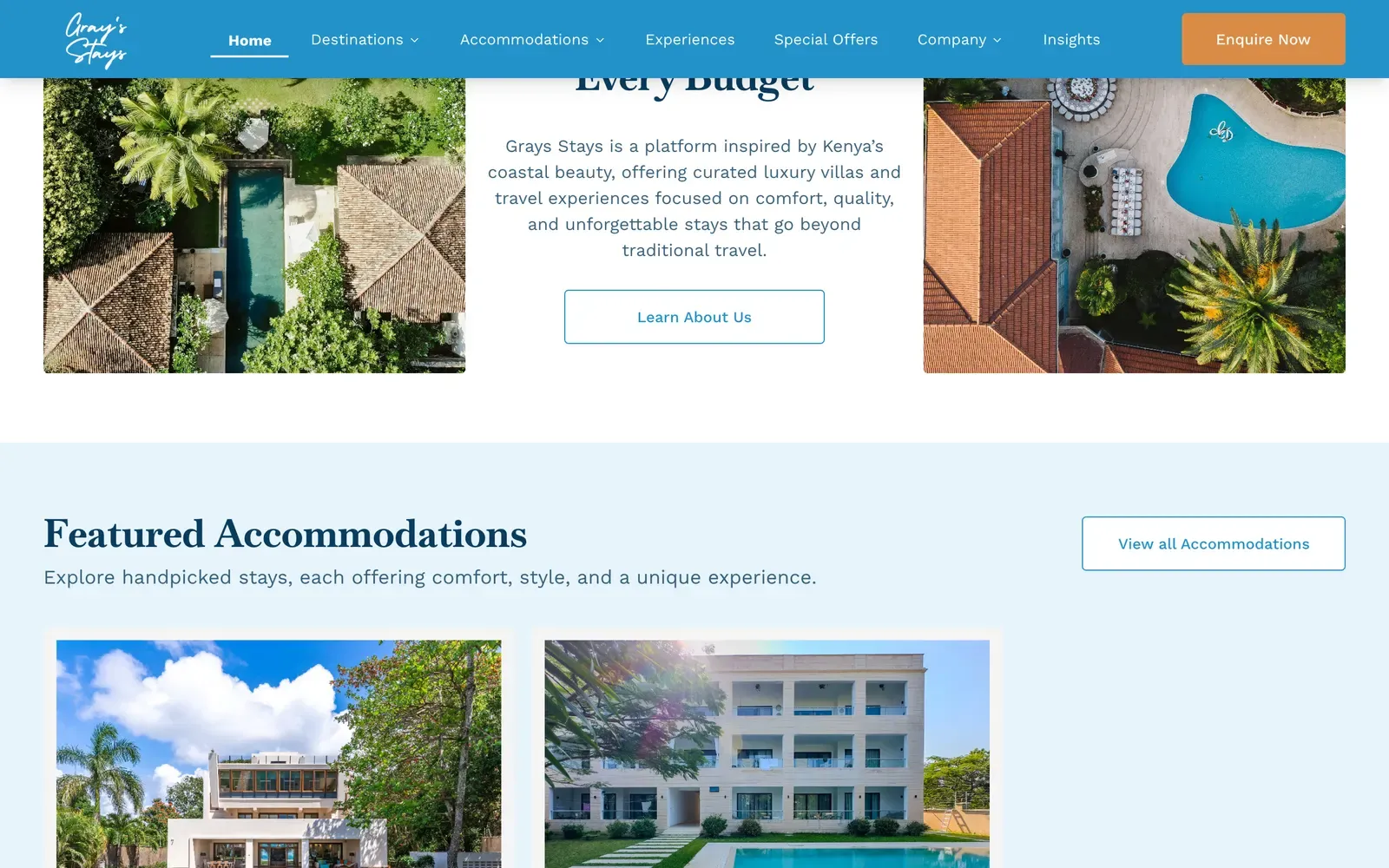 Grays Stays - further down the home page