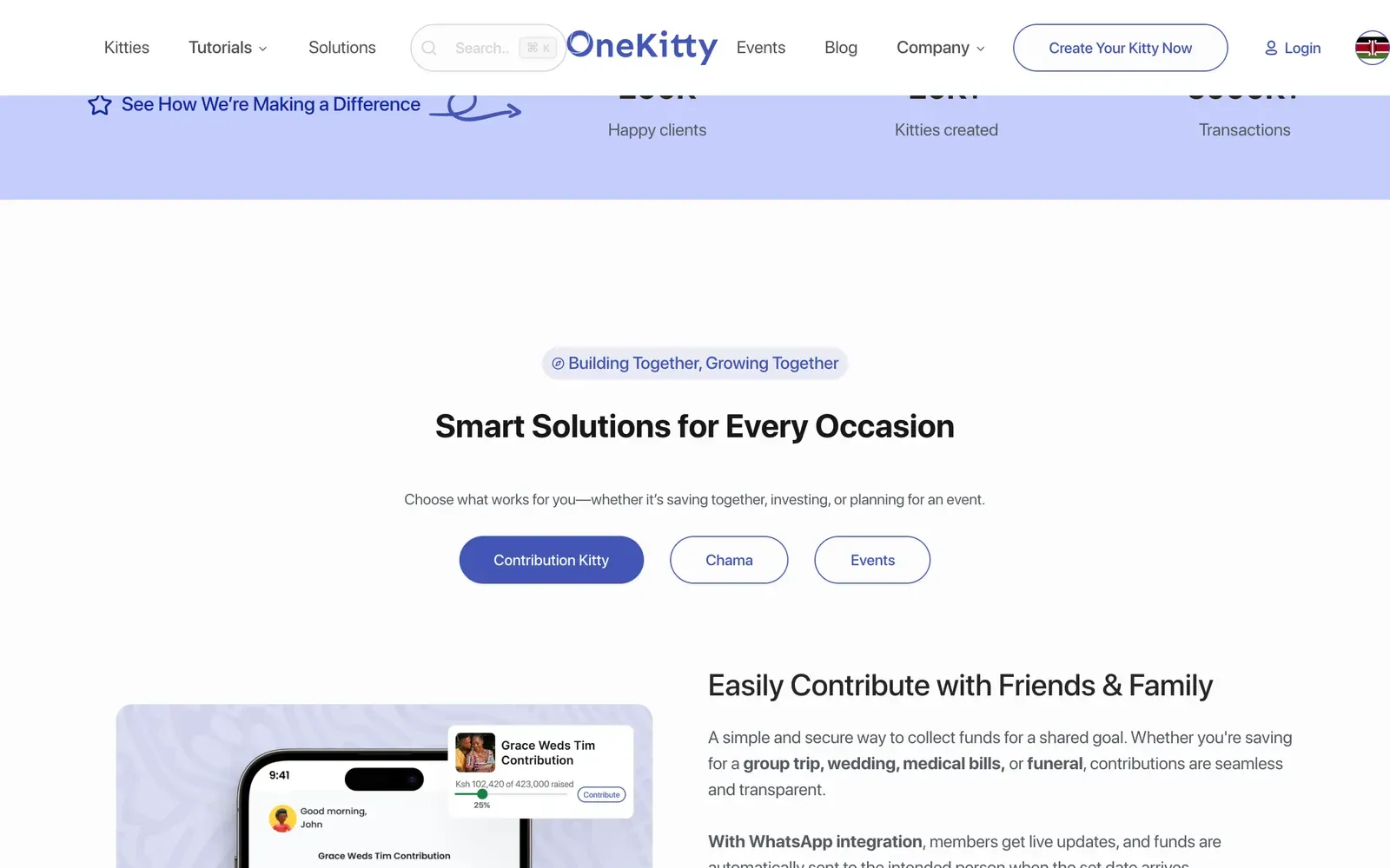 OneKitty - further down the home page