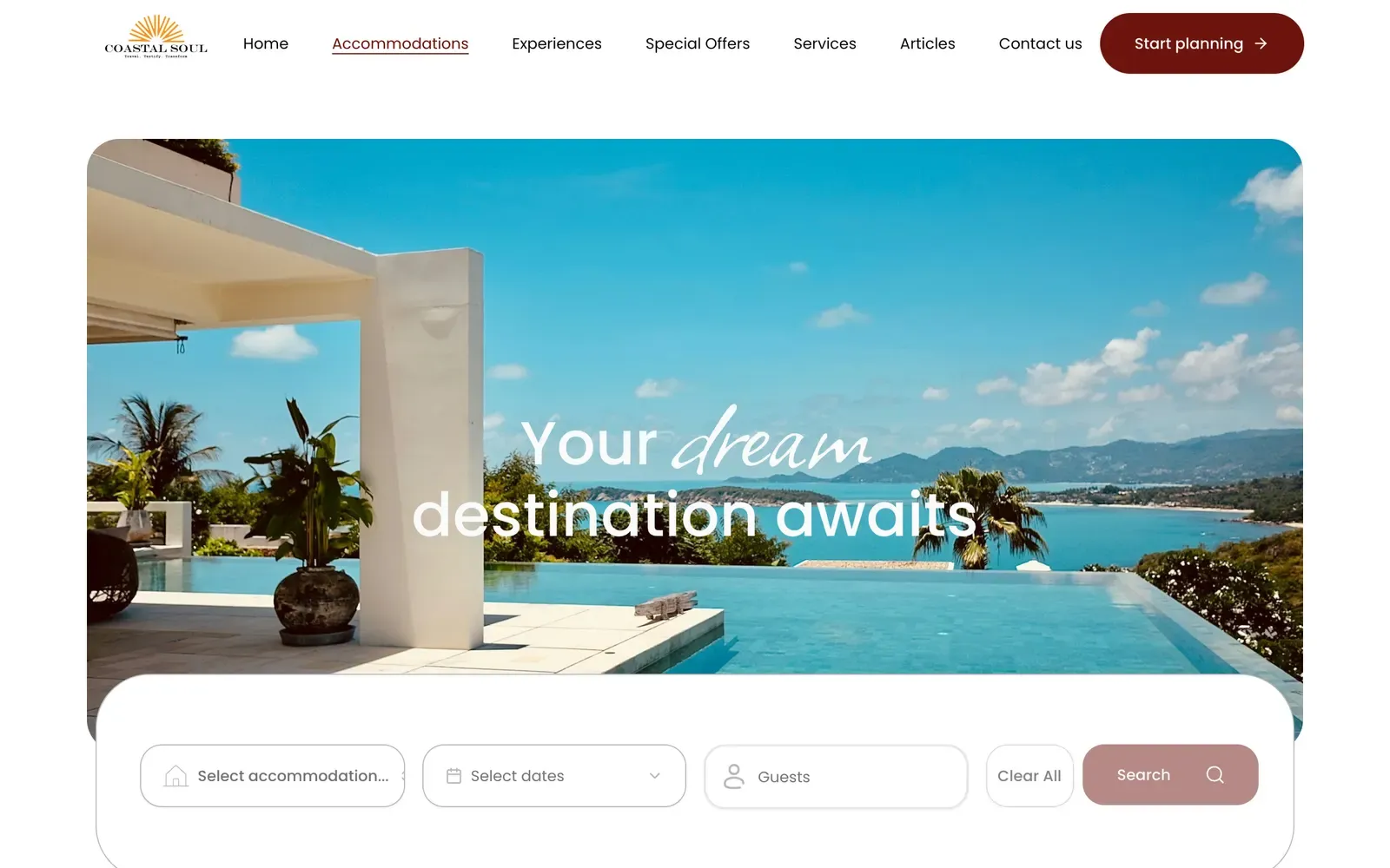 Coastal Soul - the accommodations page