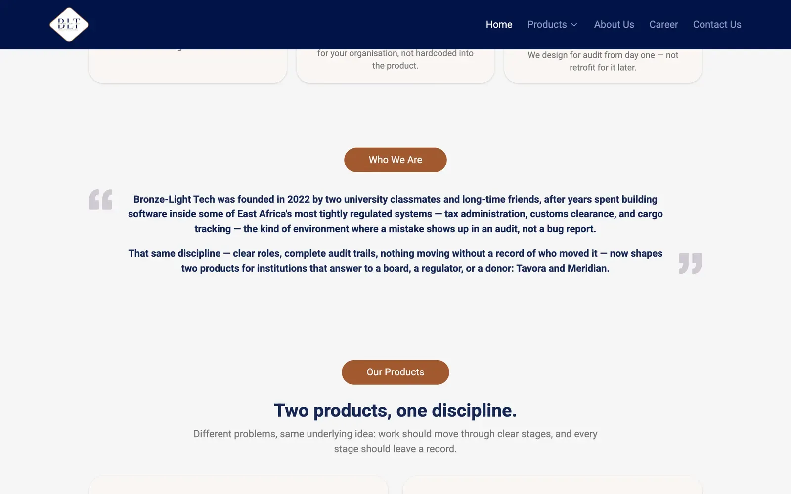 Bronze-Light Tech - further down the home page