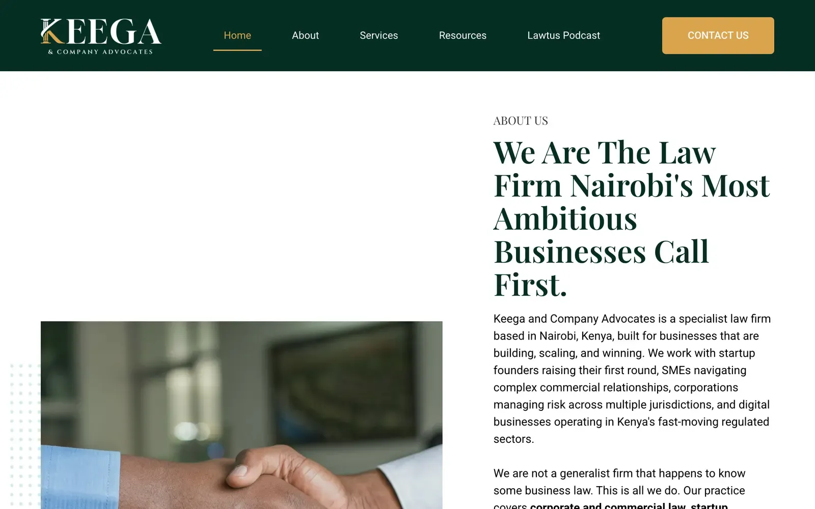 Keega & Co. Advocates - further down the home page