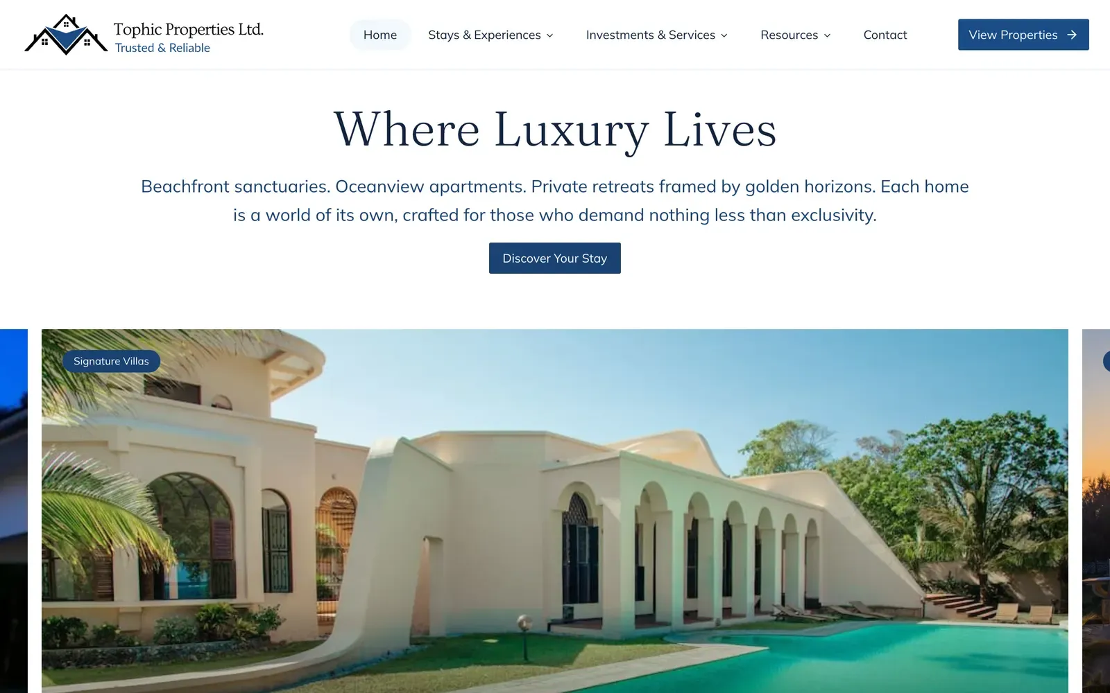 Tophic Properties - further down the home page