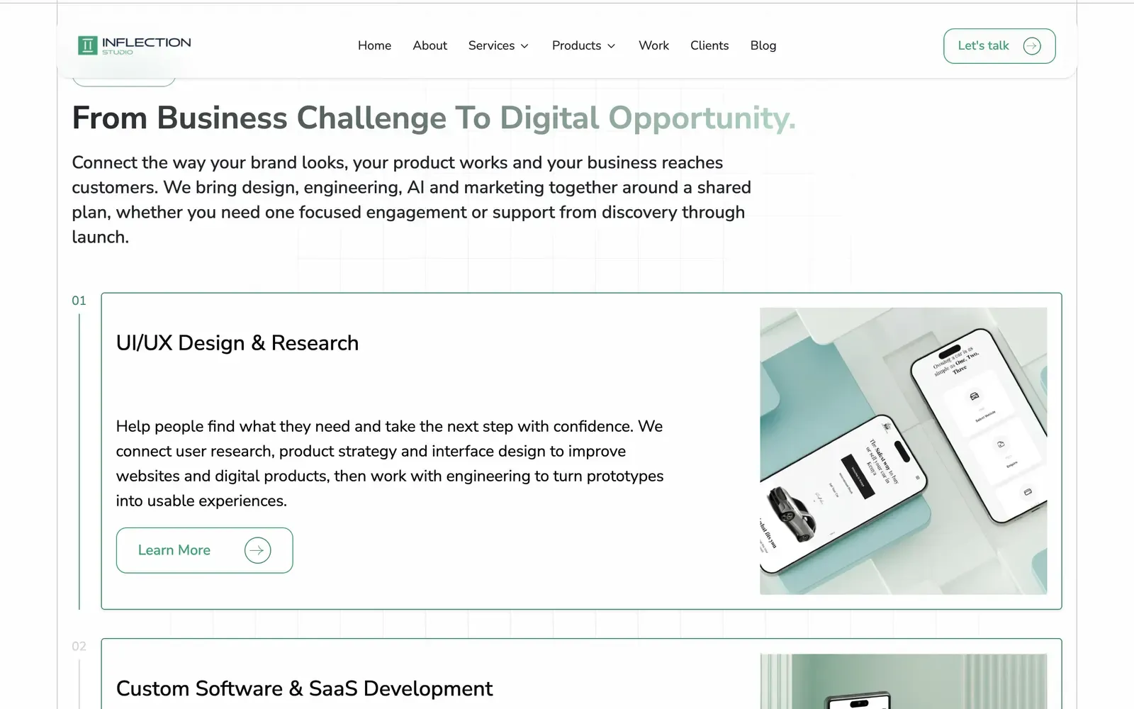 Inflection Studio - further down the home page
